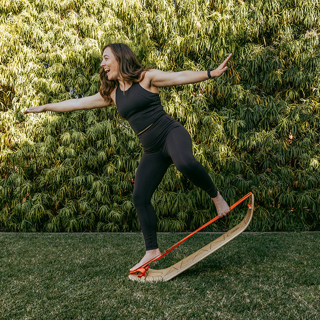 SlackBoard Balance Trainer w/ Gibbon Slackline | Wood Balance